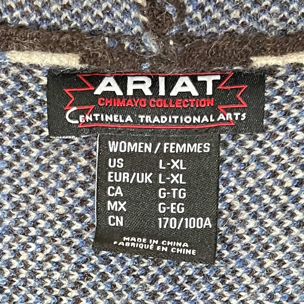 Ariat Chimayo Western Aztec Hooded Sweater Poncho L-XL Wool Blend - Picture 11 of 16